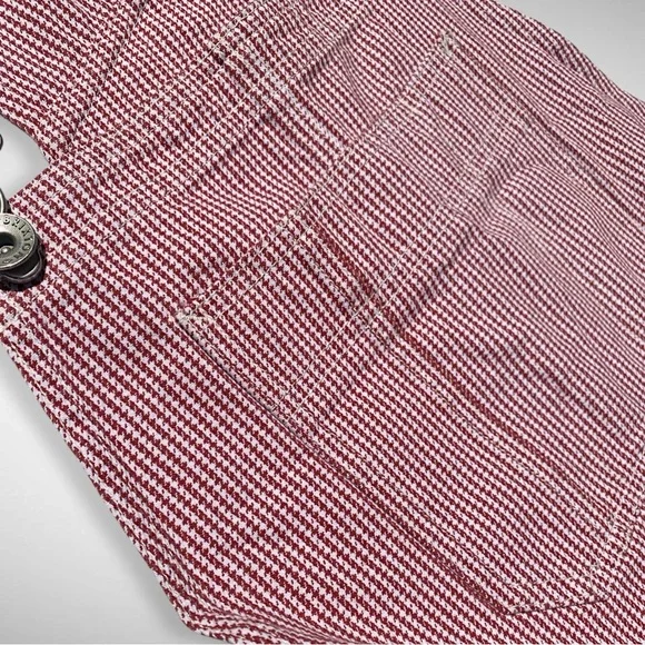 Brixton Christina Red White Checkerboard Denim Carpenter Overall Work Wear large - Picture 5 of 16